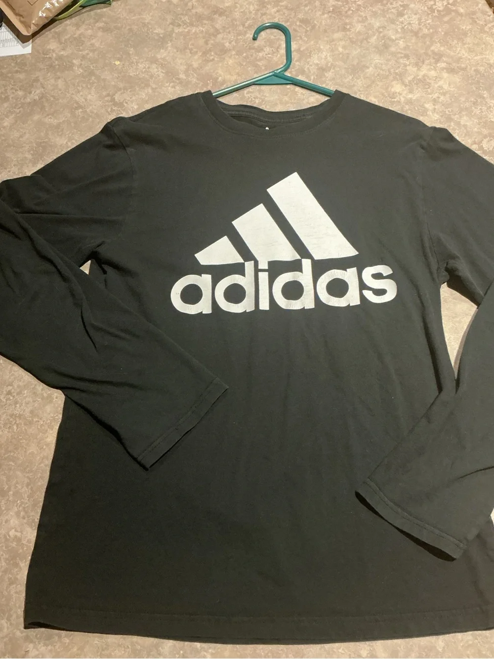 adidas Black Long Sleeve Tee with White Trefoil Logo